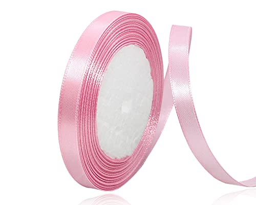 Rosa Satinband 10mm x 22Meters Schleifenband Rosa Geschenkband Dekoband Stoffband für Geschenk, Basteln, Nähprojekte, Haarschleifen, Brautstrauß, Hochzeits Dekoration von XMASOLDECOR