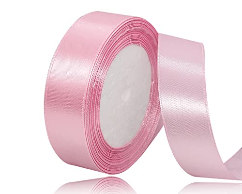 Rosa Satinband 20mm x 22Meters Schleifenband Rosa Geschenkband Dekoband Stoffband für Geschenk, Basteln, Nähprojekte, Haarschleifen, Brautstrauß, Hochzeits Dekoration von XMASOLDECOR