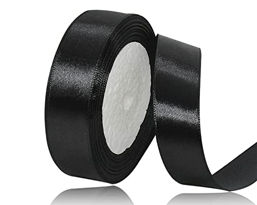 Schwarz Satinband 25mm x 22Meters Schleifenband Schwarz Geschenkband Dekoband Stoffband für Geschenk, Basteln, Nähprojekte, Haarschleifen, Brautstrauß, Hochzeits Dekoration Schwarz Satinband 25mm x 22Meters Schleifenband Schwarz Geschenkband Dekoband Stoffband für Geschenk, Basteln, Nähprojekte, Haarschleifen, Brautstrauß, Hochzeits Dekoration von XMASOLDECOR