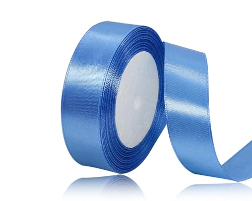 Seeblau Satinband 25mm, 22Meters Schleifenband Seeblau Geschenkband Dekoband Stoffband für Geschenk, Basteln, Nähprojekte, Haarschleifen, Brautstrauß, Hochzeits Dekoration von XMASOLDECOR