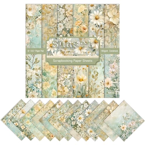 XMBHHRM 24 Blatt Frühlingsblaue Blumenpflanzen-Scrapbook-Papier, 15,2 x 15,2 cm, einseitiges Druckmusterpapier, 160 g/m², quadratisch, dekorativer Karton für Scrapbooking, DIY, Junk, Journaling, Kunst XMBHHRM 24 Blatt Frühlingsblaue Blumenpflanzen-Scrapbook-Papier, 15,2 x 15,2 cm, einseitiges Druckmusterpapier, 160 g/m², quadratisch, dekorativer Karton für Scrapbooking, DIY, Junk, Journaling, Kunst von XMBHHRM