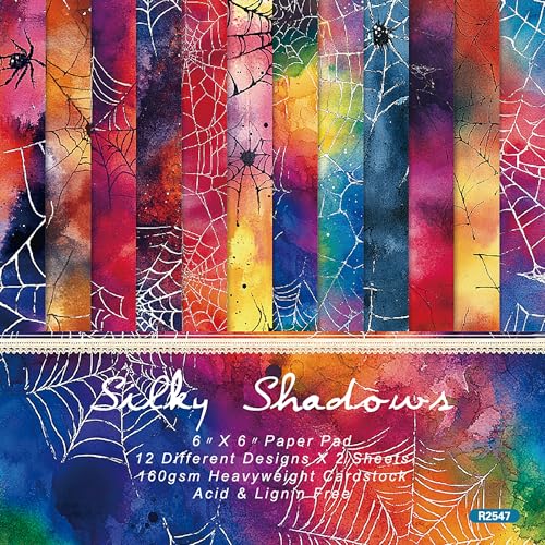 XMBHHRM Halloween-Scrapbook-Papier, 15,2 x 15,2 cm, Aquarell-Muster, einseitig, bunt, Spinnennetz-Designs für Scrapbooking, dekoratives Papier, DIY-Projekte, Urlaub, Kartenherstellung, DIY XMBHHRM Halloween-Scrapbook-Papier, 15,2 x 15,2 cm, Aquarell-Muster, einseitig, bunt, Spinnennetz-Designs für Scrapbooking, dekoratives Papier, DIY-Projekte, Urlaub, Kartenherstellung, DIY von XMBHHRM