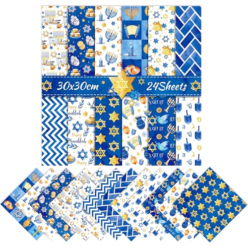 XMBHHRM Hanukkah-Scrapbook-Papier, 30,5 x 30,5 cm, Sternenlampen-Muster, Feiern Sie Hoffnung, doppelseitiger Druck, Bastelpapier, Karton, dekorativ für Kartenherstellung, Origami, DIY-Hintergrund XMBHHRM Hanukkah-Scrapbook-Papier, 30,5 x 30,5 cm, Sternenlampen-Muster, Feiern Sie Hoffnung, doppelseitiger Druck, Bastelpapier, Karton, dekorativ für Kartenherstellung, Origami, DIY-Hintergrund von XMBHHRM