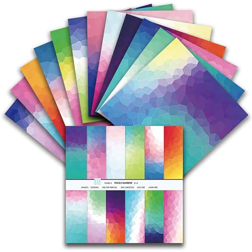 XMBHHRM PA2065 Scrapbook-Papier-Set, Regenbogen-Sternenhimmel, gestreift, Wellenmuster, Farbe, dekoratives Bastelpapier, 15,2 cm, einseitiges Origami für Kartenherstellung, DIY, Junk-Tagebuch XMBHHRM PA2065 Scrapbook-Papier-Set, Regenbogen-Sternenhimmel, gestreift, Wellenmuster, Farbe, dekoratives Bastelpapier, 15,2 cm, einseitiges Origami für Kartenherstellung, DIY, Junk-Tagebuch von XMBHHRM