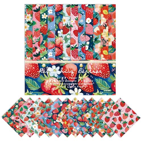 XMBHHRM Scrapbook-Papier mit Obstmotiven, 24 Blatt, Sommer, einseitiges Musterpapier, 160 g/m², quadratisch, dekoratives Kartonpapier für Scrapbooking, DIY, Junk-Tagebuch, Kunst, Handwerk, 15,2 cm XMBHHRM Scrapbook-Papier mit Obstmotiven, 24 Blatt, Sommer, einseitiges Musterpapier, 160 g/m², quadratisch, dekoratives Kartonpapier für Scrapbooking, DIY, Junk-Tagebuch, Kunst, Handwerk, 15,2 cm von XMBHHRM