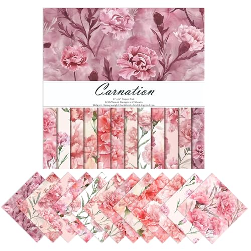 XMBHHRM Scrapbooking-Papier mit Nelken-Motiv, 15,2 cm, 12 Design-Muster, Blumenmuster, Vintage, Garten, Spezialpapier, dekoratives Bastelpapier für selbstgemachte Kartenherstellung, Fotoalbum XMBHHRM Scrapbooking-Papier mit Nelken-Motiv, 15,2 cm, 12 Design-Muster, Blumenmuster, Vintage, Garten, Spezialpapier, dekoratives Bastelpapier für selbstgemachte Kartenherstellung, Fotoalbum von XMBHHRM