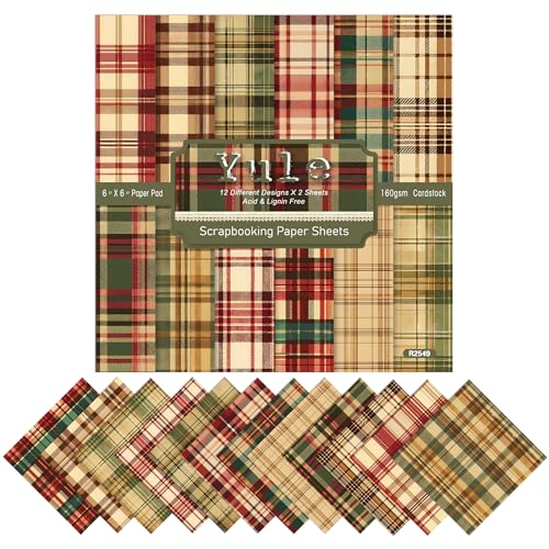 XMBHHRM Weihnachts-Scrapbook-Papier im Vintage-Stil, kariert, 15,2 x 15,2 cm, Rot, Grün, 24 Blatt, einseitig, Weihnachten, dekoratives Handwerk, Tagebuch-Papier für Urlaub, Karten, DIY, Origami XMBHHRM Weihnachts-Scrapbook-Papier im Vintage-Stil, kariert, 15,2 x 15,2 cm, Rot, Grün, 24 Blatt, einseitig, Weihnachten, dekoratives Handwerk, Tagebuch-Papier für Urlaub, Karten, DIY, Origami von XMBHHRM