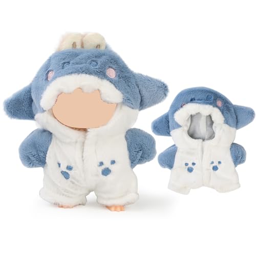 XMBYGY Puppen Bekleidung für Labubu (für 17/15cm Stehen/Sitzen Puppe)(Keine Puppe) Mehrere Stil Zubehör Handgefertigt Häkeln Süße Kleidung Anziehen Ausrüstung für Plush Doll (Thema Tiere) (MRhai) von XMBYGY