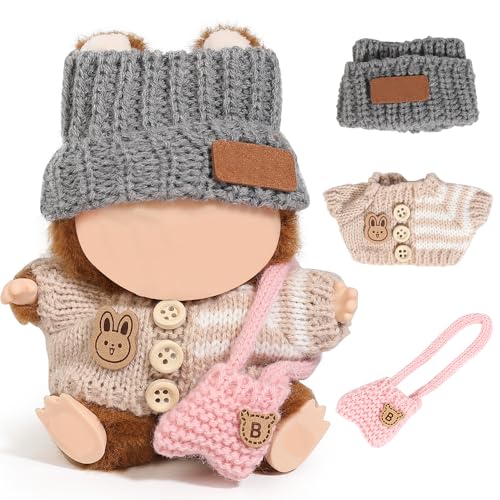 XMBYGY Puppen Kleidung für Labubu (für 17/15cm Stehend/Sitzen Puppen)(Keine Puppe) Mehrere Stil Zubehör Bekleidung für Puppen Anziehen Inklusive Figuren Mantel+ Hut+ Schulter Tasche (GBP) von XMBYGY