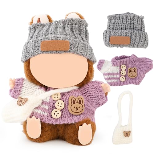 XMBYGY Puppen Kleidung für Labubu (für 17/15cm Stehend/Sitzen Puppen)(Keine Puppe) Mehrere Stil Zubehör Bekleidung für Puppen Anziehen Inklusive Figuren Mantel+ Hut+ Schulter Tasche (GPW) von XMBYGY