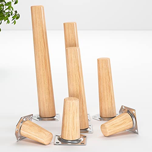 XMDEUR 4 Stück Möbelbeine aus Holz, Sofabeine aus massivem, geradem Holz, Ersatzmöbelfüße mit Montageplatte, Schrauben und Antirutschmatten (Farbe: Schrägwinkel, Größe: 30 cm) von XMDEUR