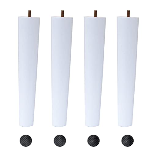 XMDEUR 4 Stück Möbelbeine aus Massivholz mit M8-Schraube, konisches Design, Weiß (80 cm) von XMDEUR