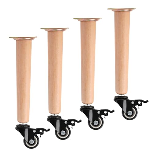 XMDEUR 4 Stück Möbelbeine aus Massivholz mit Rollen und Bremsen, Ersatzbeine für Tisch, Couch, Schreibtisch, Bett, Möbelerhöhungen, Sofabeine aus Buchenholz, gerades, konisches Design, 70 cm XMDEUR 4 Stück Möbelbeine aus Massivholz mit Rollen und Bremsen, Ersatzbeine für Tisch, Couch, Schreibtisch, Bett, Möbelerhöhungen, Sofabeine aus Buchenholz, gerades, konisches Design, 70 cm von XMDEUR