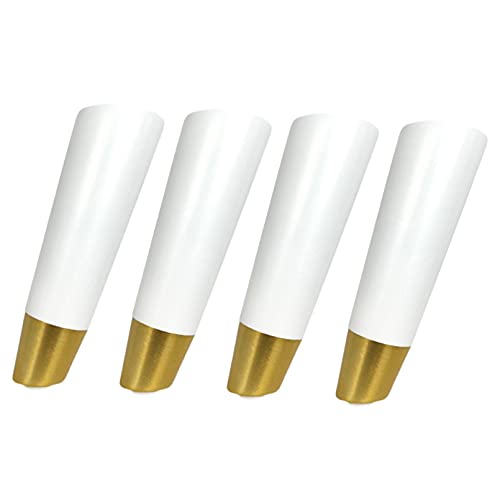 XMDEUR 4er-Pack Möbelbeine aus Massivholz, konische Ersatz-Sofabeine für Fernsehschrank, Bett, Esstisch, weißer Aluminiumsockel mit Montageplatte und Schrauben (18,5 cm schräg) von XMDEUR