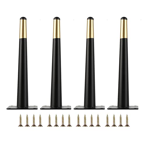 XMDEUR 4er-Set gerade Möbelbeine aus Metall, konische Stützfüße für TV-Schrank, DIY-Ersatzteile für Sofa, Tisch, Couch, Schrank, Sessel, Ottomane (60 cm, Schwarzgold) von XMDEUR