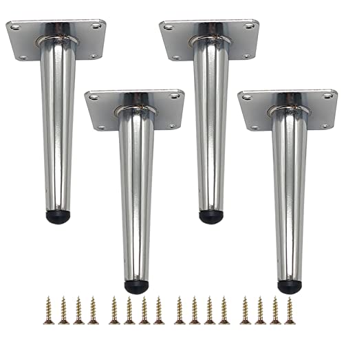 XMDEUR 4er-Set gerade Möbelbeine aus Metall, konische Stützfüße für TV-Schrank, DIY-Ersatzteile für Sofa, Tisch, Couch, Schrank, Sessel, Ottomane (65 cm, Silber) von XMDEUR