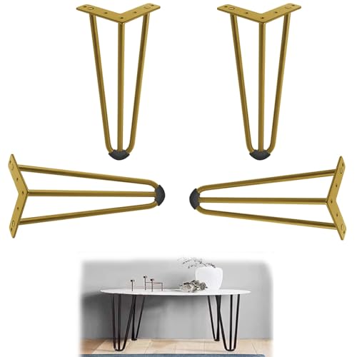 XMDEUR Goldene Haarnadel-Tischbeine, 50 cm, 4er-Set, Möbelbeine aus Metall mit Schrauben für hohe Belastbarkeit, belastbar bis zu 500 kg, modernes und stilvolles Design für Heimwerkerprojekte XMDEUR Goldene Haarnadel-Tischbeine, 50 cm, 4er-Set, Möbelbeine aus Metall mit Schrauben für hohe Belastbarkeit, belastbar bis zu 500 kg, modernes und stilvolles Design für Heimwerkerprojekte von XMDEUR