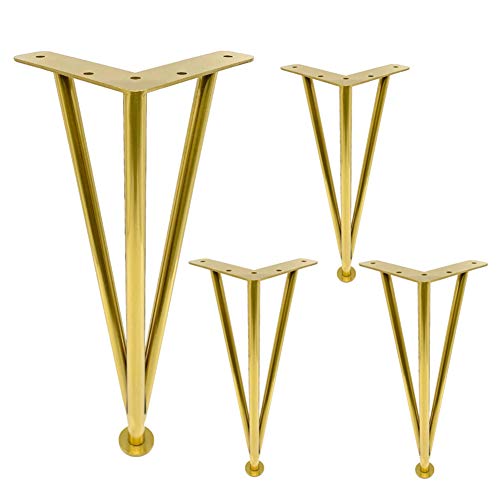 XMDEUR Haarnadel-Tischbeine in Gold und Silber 8/10/12/14 Zoll, Möbelbeine aus Metall mit 3 Stangen, Ersatzstützfüße für Badezimmer- und Küchenmöbelzubehör, 4 Stück XMDEUR Haarnadel-Tischbeine in Gold und Silber 8/10/12/14 Zoll, Möbelbeine aus Metall mit 3 Stangen, Ersatzstützfüße für Badezimmer- und Küchenmöbelzubehör, 4 Stück von XMDEUR
