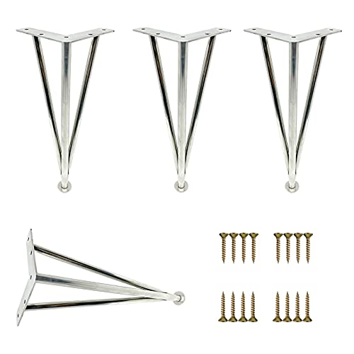 XMDEUR Möbelbeine-Set aus Metall, verstellbar, DIY, strapazierfähig, Ersatzbeine für Sofa, Couchtisch, Esstisch, Schrank, Haarnadel-Stil, Silber-Finish, inklusive Schrauben XMDEUR Möbelbeine-Set aus Metall, verstellbar, DIY, strapazierfähig, Ersatzbeine für Sofa, Couchtisch, Esstisch, Schrank, Haarnadel-Stil, Silber-Finish, inklusive Schrauben von XMDEUR