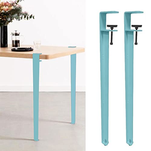 XMDEUR Möbelbeine mit Metallklammern für DIY-Couchtische und Barkonsolen, F-förmiges Design, kein Stanzen erforderlich, Bodenschoner im Lieferumfang enthalten, 71 cm (27,9 Zoll), Himmelblau von XMDEUR