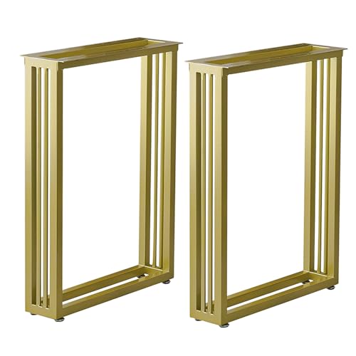 XMDEUR Tischbeine aus Eisenmetall, 2er-Set, Moderne Schreibtischbeine fürs Büro, Robustes Industriedesign, Tischbein mit verstellbaren Fußpolstern, DIY-Möbelbeine (Gold, 40 x 100 cm) von XMDEUR