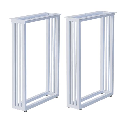 XMDEUR Tischbeine aus Eisenmetall, 2er-Set, Moderne Schreibtischbeine fürs Büro, Robustes Industriedesign, Tischbein mit verstellbaren Fußpolstern, DIY-Möbelbeine (weiß, 50 x 72 cm) von XMDEUR