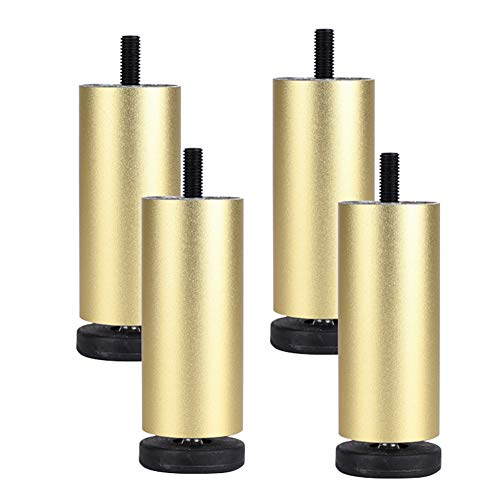 XMDEUR Verstellbare M8-Möbelbeine in Gold, Aluminiumlegierung, Ersatzfüße für Sofa-Stützbeine für Couchtisch, TV-Ständer, Bank, 4er-Set (4/5/6/8/10 Zoll) von XMDEUR