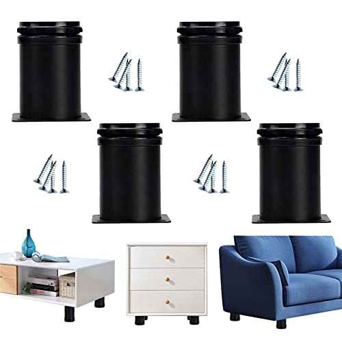 XMDEUR Verstellbare Möbelbeine, 4er-Set, weiß/schwarz, Tischbeine aus Metall und Edelstahl mit Schrauben, ideal für Sofa, Bett, Schreibtisch, Couchtisch, 40 cm (15,7 Zoll), Schwarz von XMDEUR