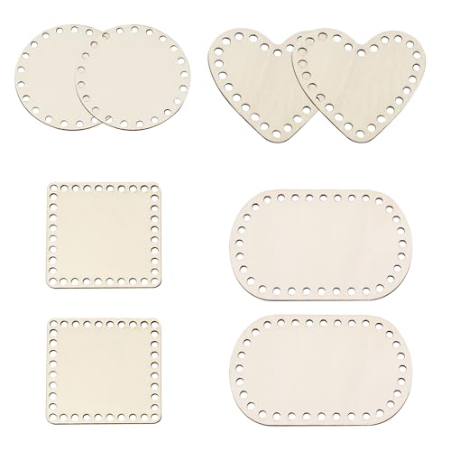 8 Stück Häkelkorb-Basis, Holzkorbunterteil, Häkeln, Naturholzkörbe, Unterseite für DIY-Strickkörbe, für Bastelarbeiten, Weben, Bastelzubehör von XMDROU