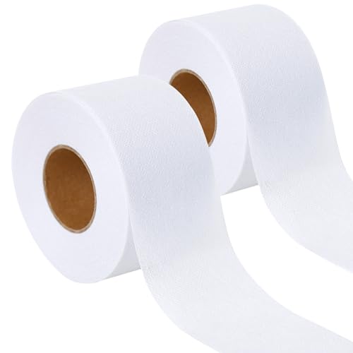 XMJY 2 Rollen Fusions-Klebeband zum Quilten, weißes Schlagnähband, 5 cm x 30 Yards, transparentes Bindeband, Sicherung zum Schlagen und Aufhören von Nähen von XMJY