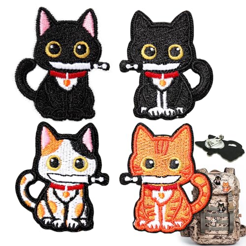 XMJY 4 Stück Katzen-Patches für Rucksäcke, Katze mit Messer, Meme-Aufnäher mit verriegelter Nadel, lustige bestickte Applikationen für Jacken, Hundegeschirr, Armee-Westen, Hüte, Taschen XMJY 4 Stück Katzen-Patches für Rucksäcke, Katze mit Messer, Meme-Aufnäher mit verriegelter Nadel, lustige bestickte Applikationen für Jacken, Hundegeschirr, Armee-Westen, Hüte, Taschen von XMJY