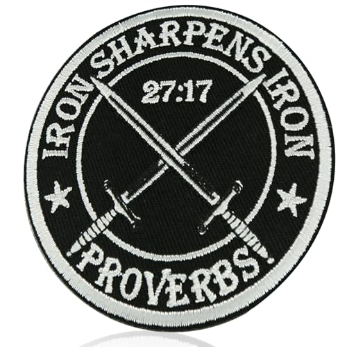 XMJY Iron Sharpens Iron Patch, Sprichwörter 27:17 Bibelflicken, Klettapplikationen für Rucksäcke, Hüte, Jeans, Taschen, bestickte DIY-Dekorations-Zubehör von XMJY