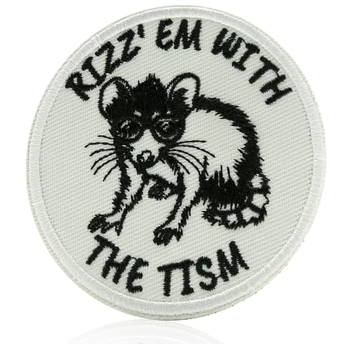 XMJY Rizz'Em with The Tism Patch, Funny Possum Hook and Loop Patches, Humor Sarcastic Embroidery Appliques for Backpacks Hats Jeans Bags von XMJY