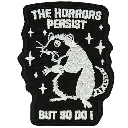 XMJY The Horrors Persist But So Do I Patch, Embroidered Hook and Loop Patches, Funny Animals DIY Appliques for Backpacks, Trucker Hats, Vests, Jackets von XMJY