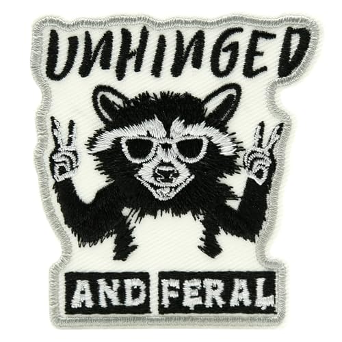 XMJY Unhinged and Feral Iron On Patches, Funny Meme Raccoon Patches for Backpacks, Clothes, Funny Animals DIY Appliques for Trucker Hat, Vests, Jackets von XMJY