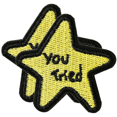 XMJY You Tried Star Patch, 2 Stück lustige Moral-Patches mit Haken und Schlaufe, kleine gelbe bestickte taktische Aufnäher für Rucksäcke, Hundegeschirr, Armeewesten, Turnbeutel, Hüte, Helme XMJY You Tried Star Patch, 2 Stück lustige Moral-Patches mit Haken und Schlaufe, kleine gelbe bestickte taktische Aufnäher für Rucksäcke, Hundegeschirr, Armeewesten, Turnbeutel, Hüte, Helme von XMJY