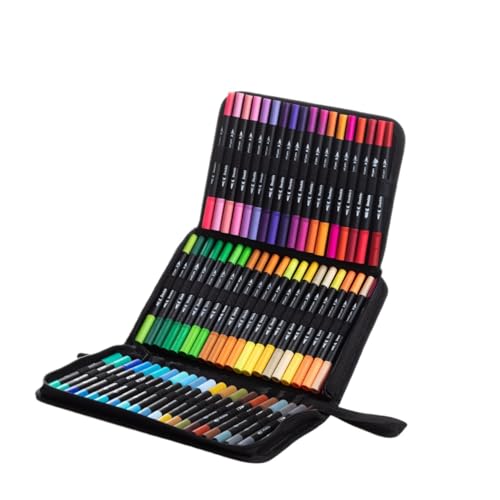 XMKT 60/72/100/120 Pinselmarker mit Doppelspitze, Kunstmarker für Künstler, Malstifte, Pinsel und feine Marker für Kinder, Erwachsene, Bücher, Kalligraphie (60 CDs mit Tasche) von XMKT