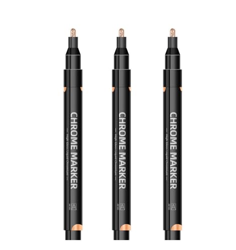 XMKT Chrom-Spiegel-Marker, 2 mm, reflektierende Lackstifte, permanent, Gold, Silber, Kupfer, Markierung (Kupfer, 3 Stück) von XMKT