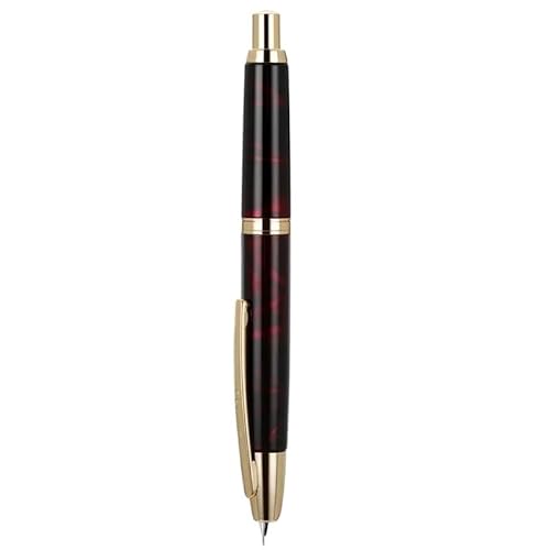 XMKT Druck-Füllfederhalter, EF/F-Feder, Klickstift, Schreibwaren, Metall, mattschwarz, Schreibtinte, Büro, (Marmorrot, F (0,5 mm)) von XMKT