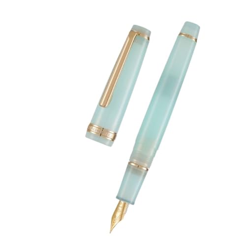XMKT Füllfederhalter, transparent, eisblau, luxuriöser gold/silberfarbener Clip, 12,4 mm, Tinte für gleichmäßiges Schreiben, EF/F/M (Ice Blue Golden Clip, EF) von XMKT