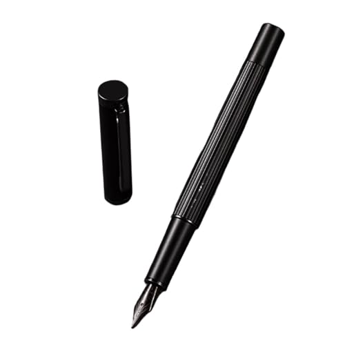 XMKT Füllfederhalter aus Metall, Messing, extra feine Feder, EF-Tintenstifte, Blau/Rot/Schwarz, 1 Stück, ideal für Büro-Schreibbedarf (Schwarz, EF (ca. 0,38 mm)) von XMKT