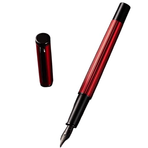 XMKT Füllfederhalter aus Metall und Messing mit EF-Feder für Schule, Schreiben, Blau/Rot/Schwarz (Rot, F (ca. 0,5 mm)) von XMKT