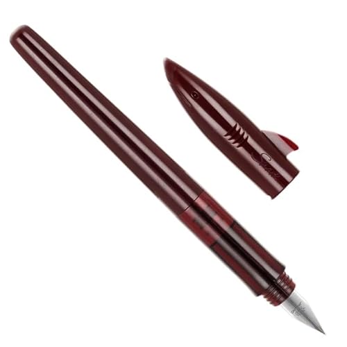 XMKT Kunststoff-Füllfederhalter, 0,5 mm, F-Spitze, niedlich, Hai-Form, Kalligraphie-Tintenstifte, Schule, Schreibwaren, Bürobedarf, Studenten, Geschenke (Weinrot) von XMKT