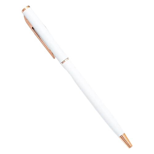 XMKT Metall-Kugelschreiber, Roségold, individuelles Logo, Schreibwaren, Geschäftsgeschenk, Schriftzug, gravierter Name, Schule und Bürobedarf (Weiß-Rose, Blau), 50 Stück von XMKT
