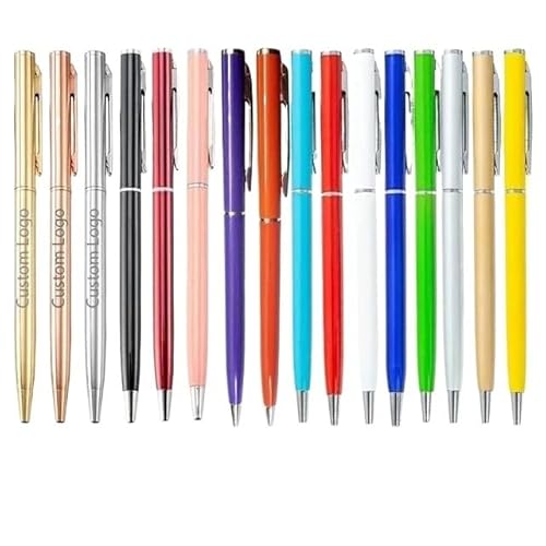 XMKT Metall-Kugelschreiber, rotgoldener Stift, individuelles Logo, Schreibwaren, Geschäftsgeschenk, Schriftzug, gravierter Name, Schule und Bürobedarf (50 gemischte Silberstifte, schwarz), 50 Stück von XMKT
