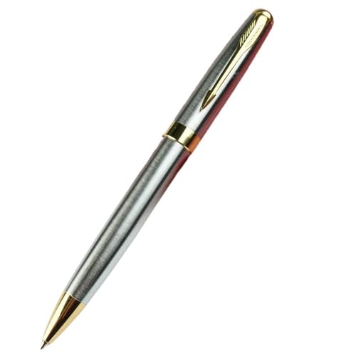 XMKT Metall-Kugelschreiber, schwarze Tinte, mittlere Spitze, 1,0 mm, glattes Schreiben, einziehbarer Kugelschreiber, Business-Signature-Stift (Silberweiß) von XMKT