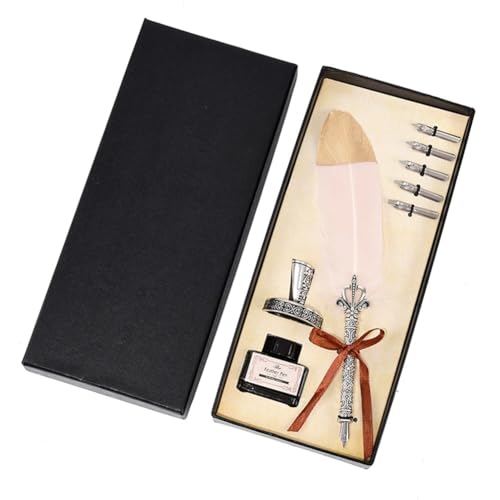 XMKT Vintage Kalligraphie-Feder-Tauchstift, modischer Stiftgriff, 2/5 Federn, Schreibset, Füllfederhalter, Schreibset, Geburtstags- / Weihnachtsgeschenk (5 Federn, Rosa) von XMKT