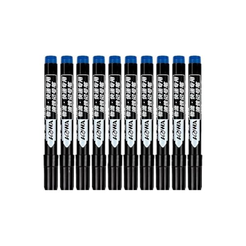 XMKT Wasserfeste Marker auf Ölbasis, 5–50 Stück, schwarz, blau, rote Tinte für Glas, Metall, Schreibwaren, Kunst, Zeichnen, Büro, Schulbedarf (Blau, 10 Stück) von XMKT