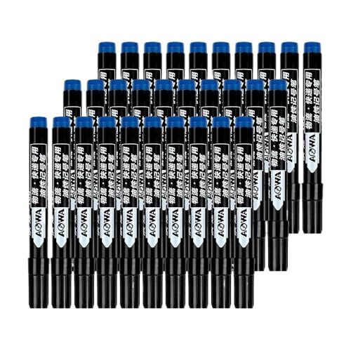XMKT Wasserfeste Marker auf Ölbasis, 5–50 Stück, schwarz, blau, rote Tinte für Glas, Metall, Schreibwaren, Kunst, Zeichnen, Büro, Schulbedarf (Blau, 30 Stück) von XMKT