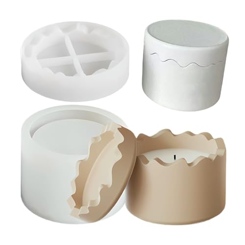 Runde Tassen-Silikonform, zylindrische Kerzenglasform mit Deckel, Würfel, runde Box, Harz, Expoxy-Form, handgefertigter Aufbewahrungsbehälter für Schmucktablett, DIY, Gips, Guss, Zement, Räuchergefäß von XMOX
